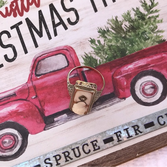 Art Nouveau White Gold 14k
Cameo En Habille Diamond Ring Mine Cut - Picture 8 of 16